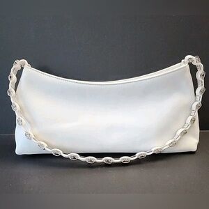 Salvatore Ferragamo Chain Vala Shoulder Bag Nylon in White